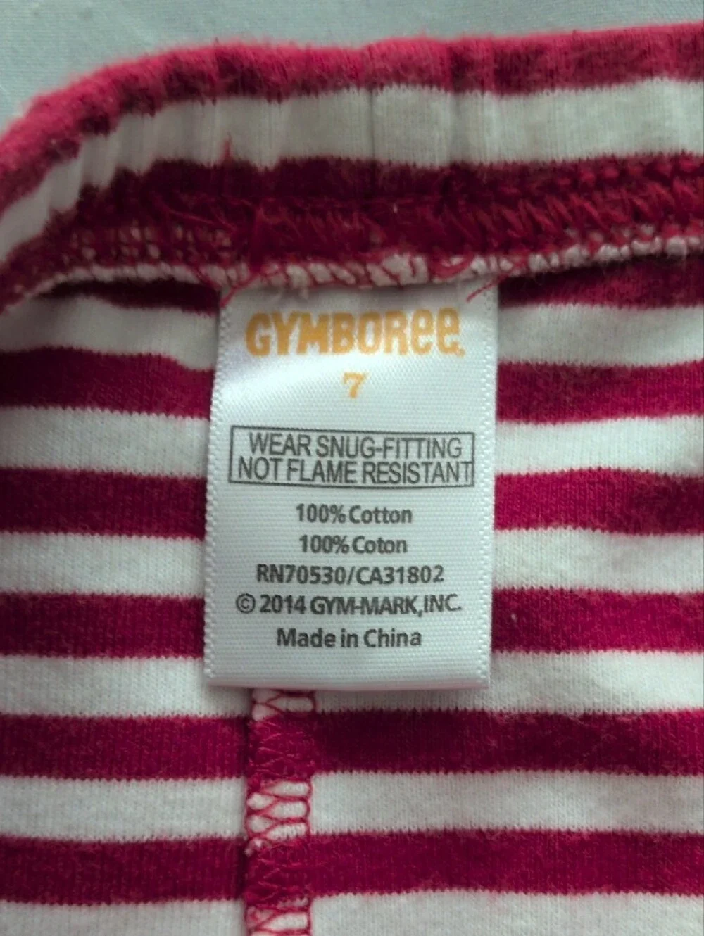 Gymboree Red and White Striped Pajama Bottom Pants Size 7